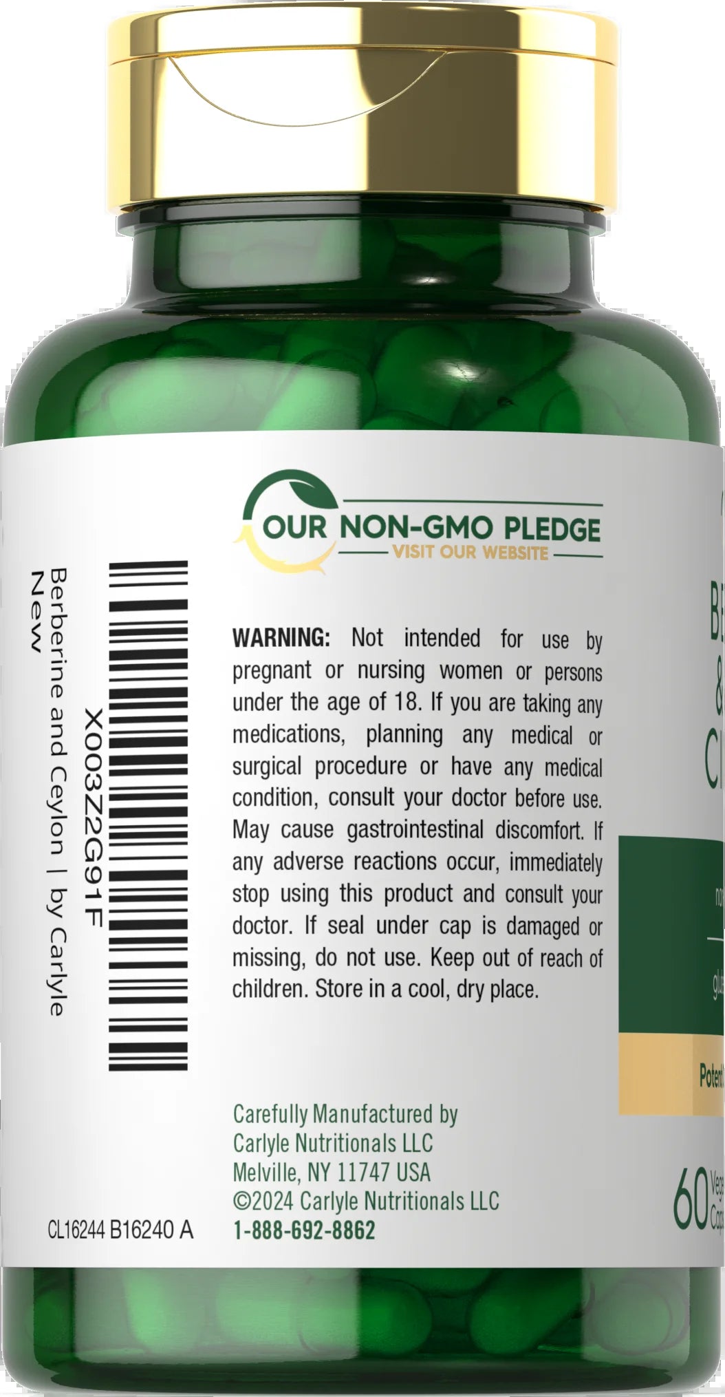 Berberine with Ceylon Cinnamon | 2000Mg Complex | 60 Capsules for Men and Women | by