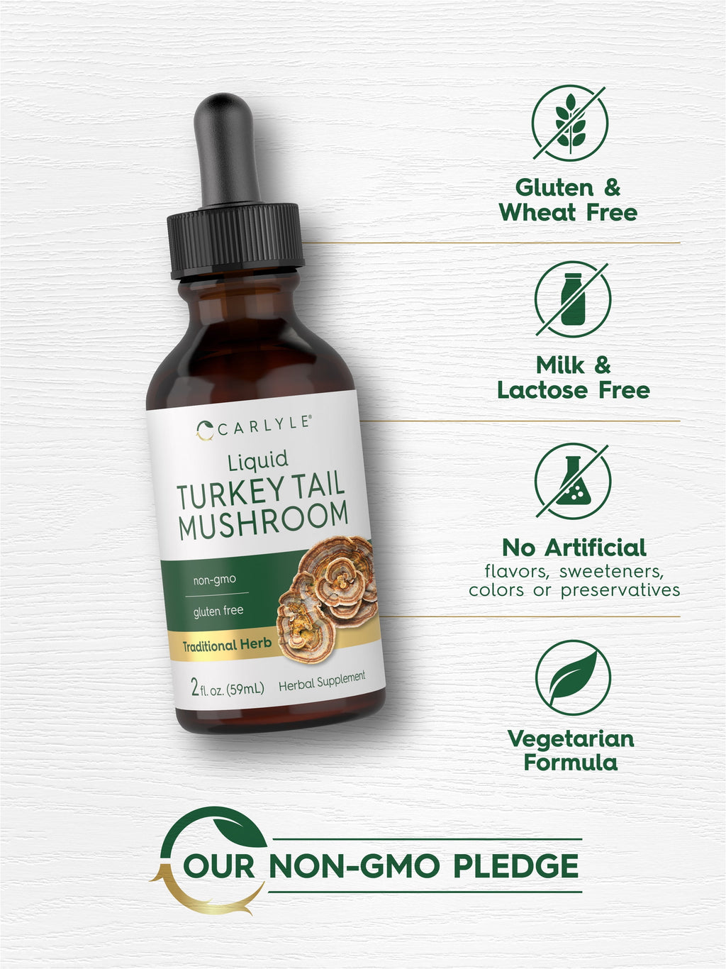 Turkey Tail Mushroom Liquid Extract | 2 Fl Oz | Vegetarian Tincture | Non-Gmo, Gluten Free | by