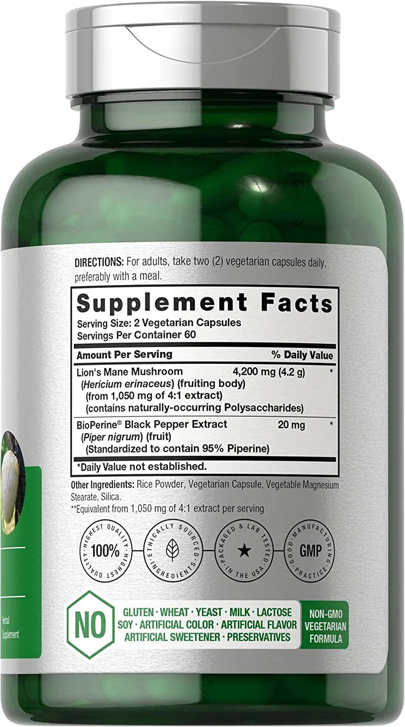 Lions Mane Mushroom | 4200Mg | 120 Capsules for Men and Women | Vegetarian Extract | by
