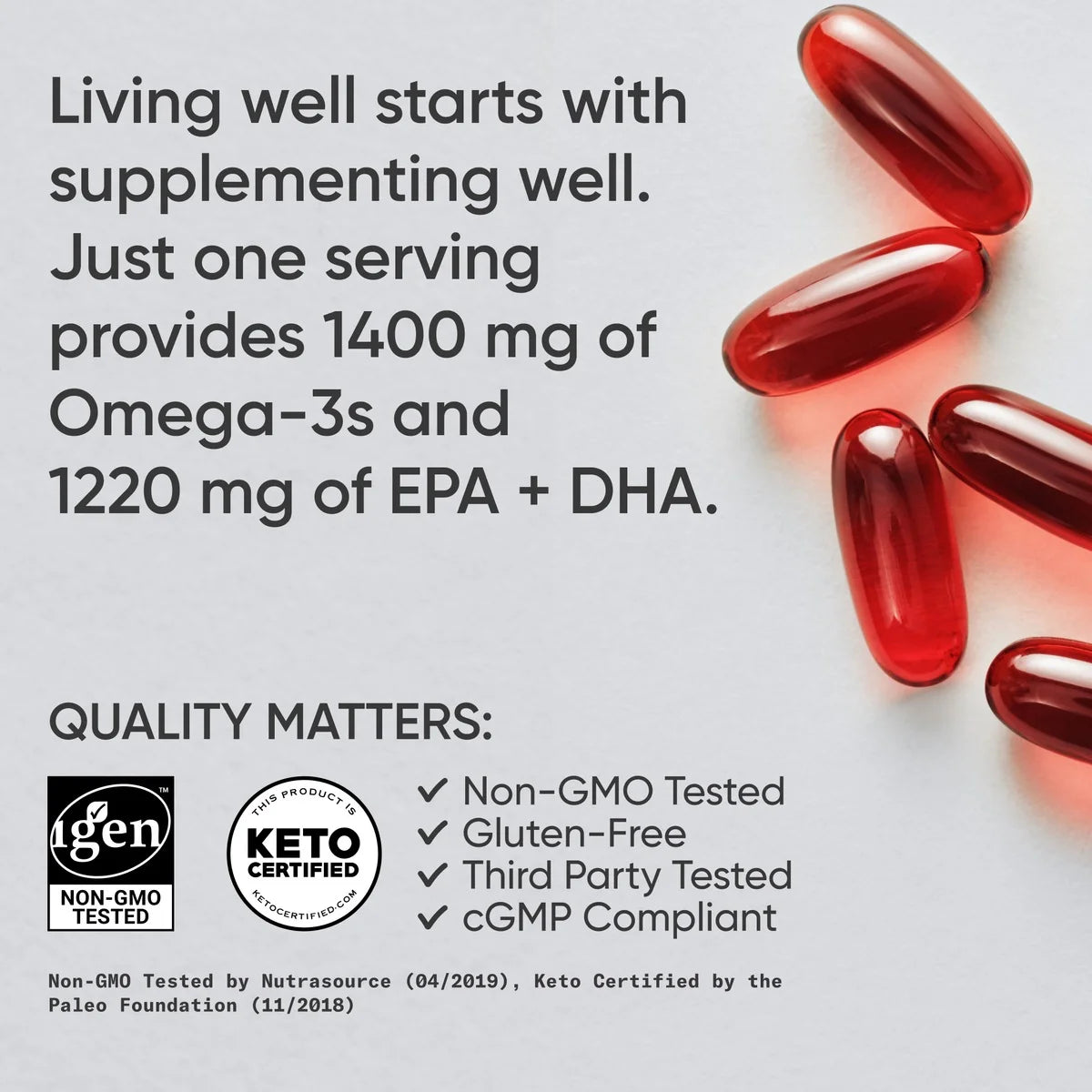® Keto Omega 1250Mg Fish Oil EPA DHA Astaxanthin Krill MCT Oil (120 Softgels)
