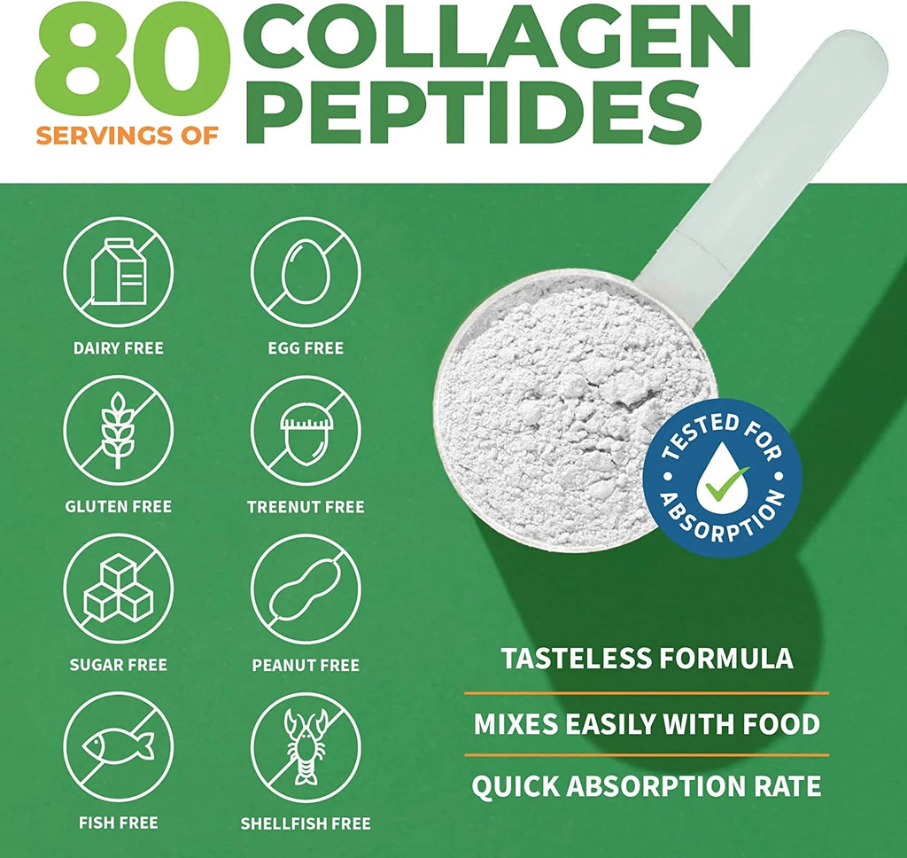 Hydrolyzed Collagen Peptides Powder Unflavored Protein Powder, 2Lb