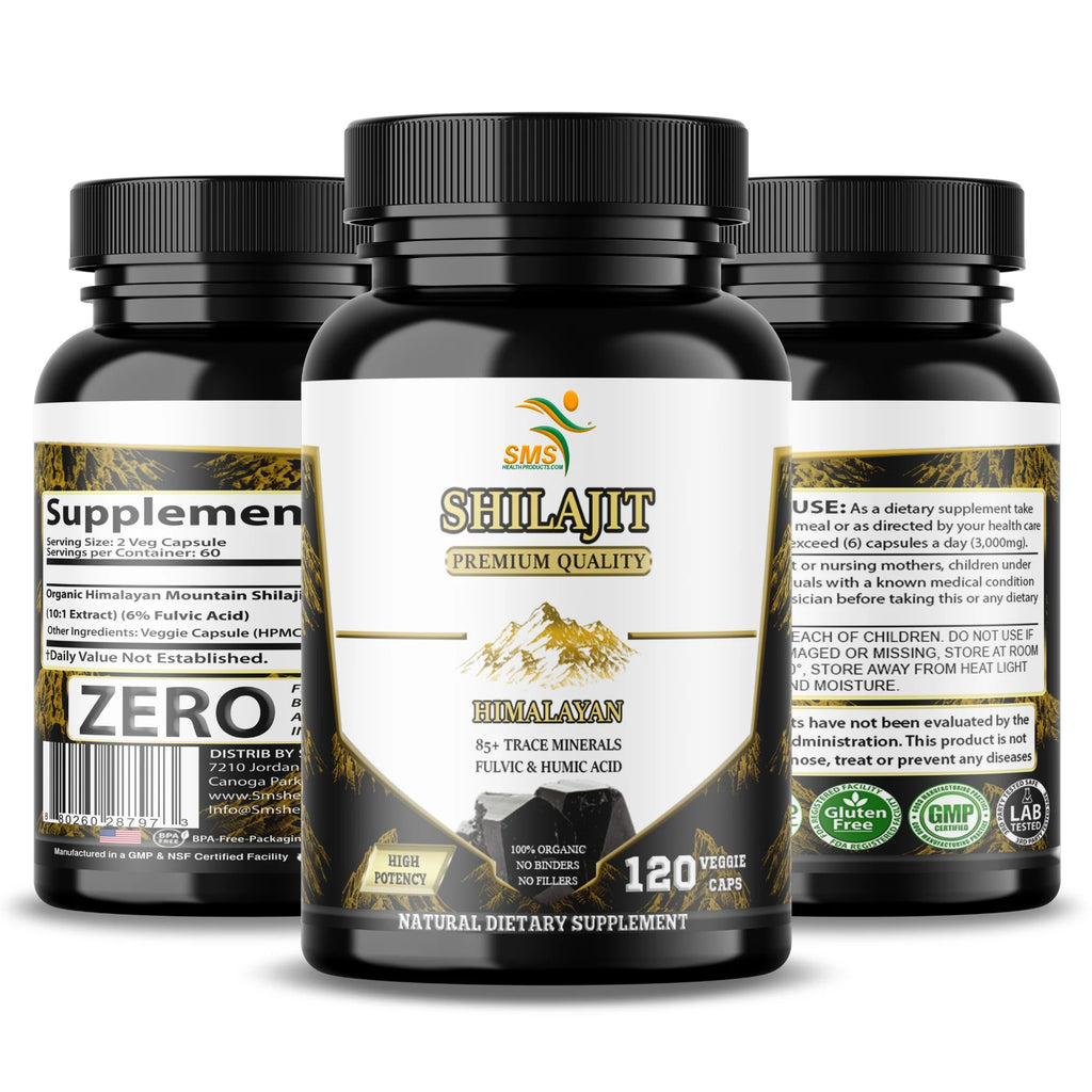 Shilajit Pure Himalayan Capsules (Fulvic Acid Supplement) 1,000Mg of Organic Shilajit Extract per Serving, 120 Count (85+ Trace Minerals, No Fillers, No Binders)