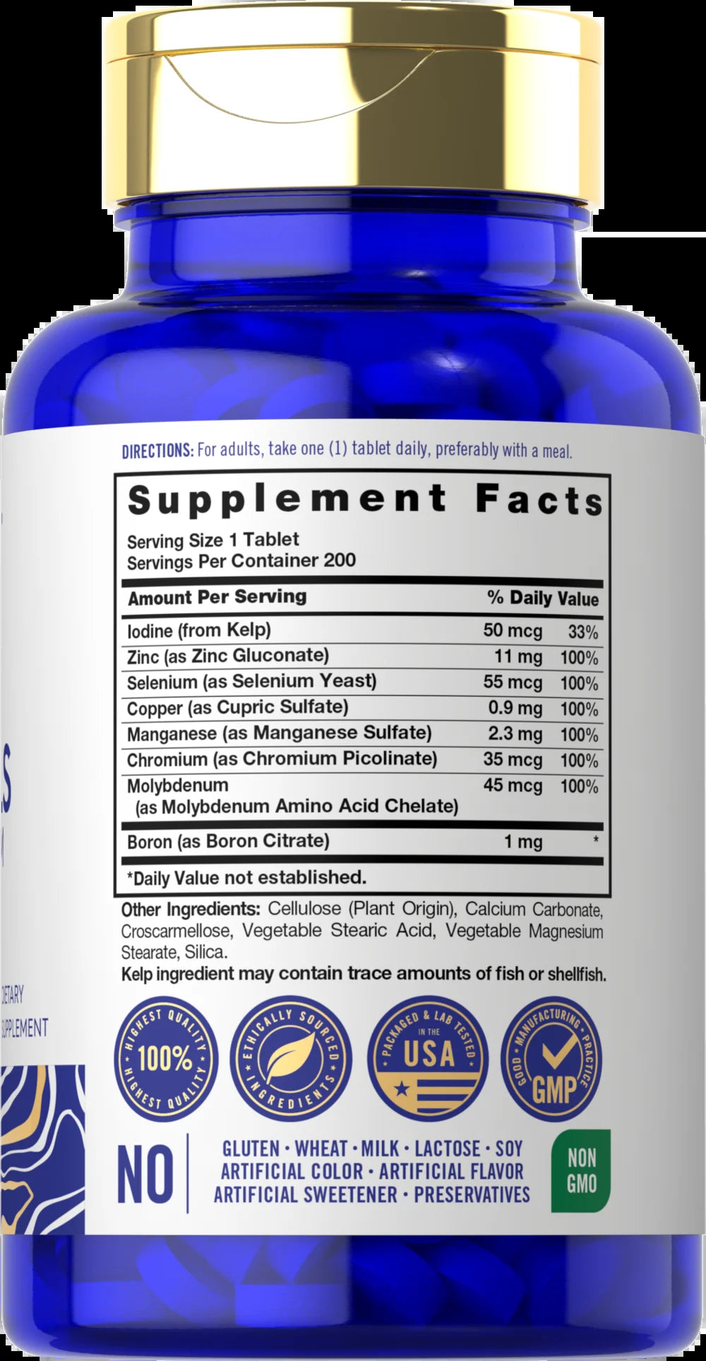 Trace Minerals Supplement | 200 Tablets | Non-Gmo & Gluten Free Complex | by Vital Trace