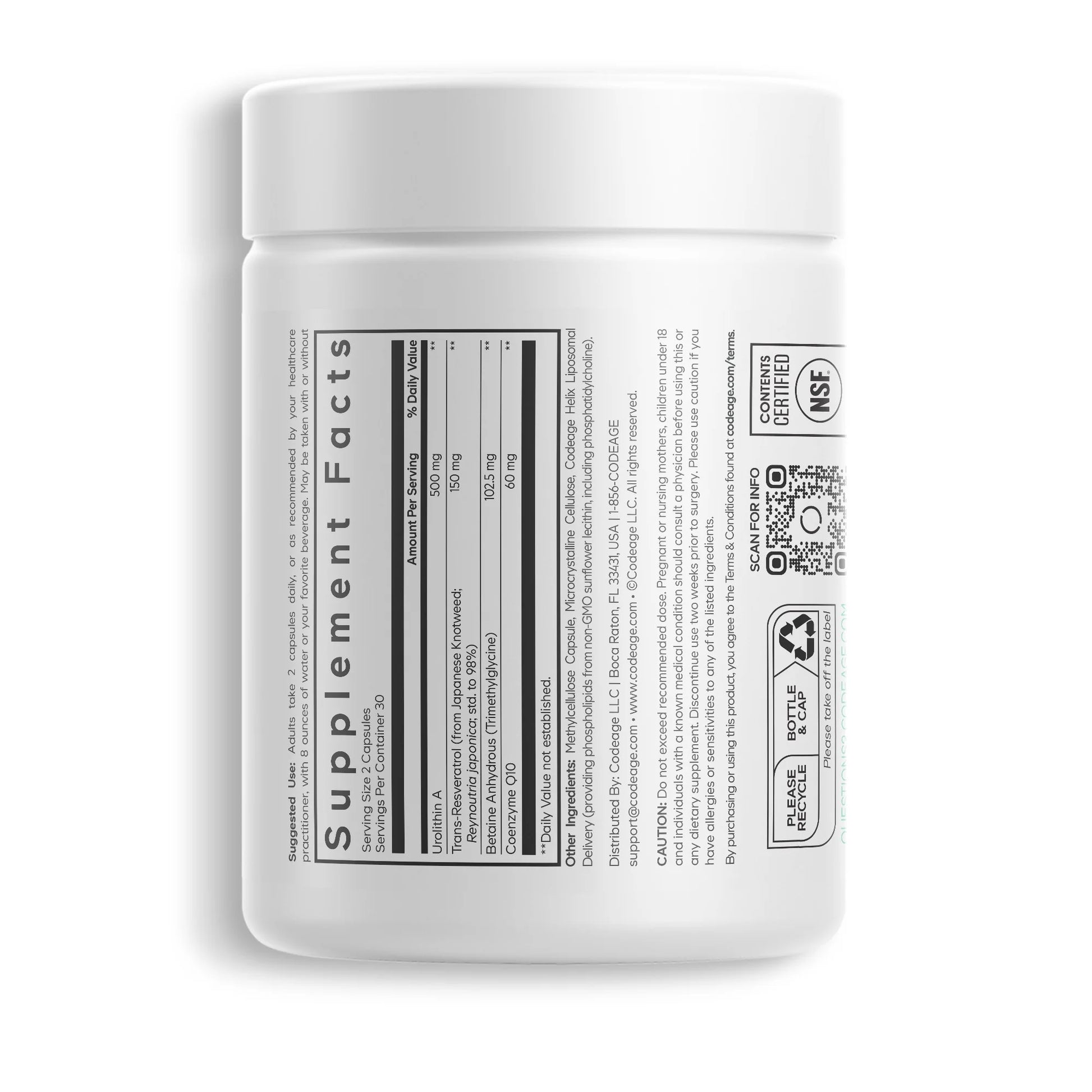 Liposomal Urolithin A, Resveratrol & Coenzyme Q10, Betaine Anhydrous, Coq10 Capsules, 60 Ct
