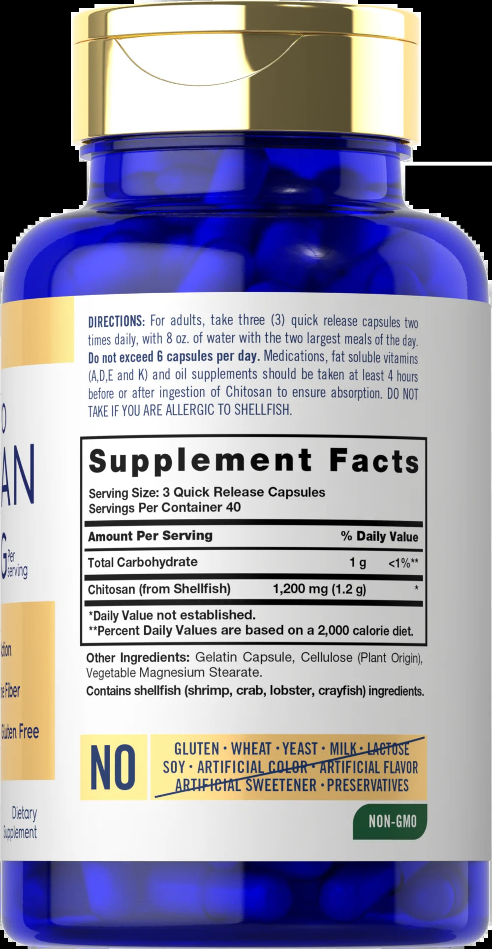 Chitosan Supplement 1200Mg | 120 Capsules for Men and Women | by
