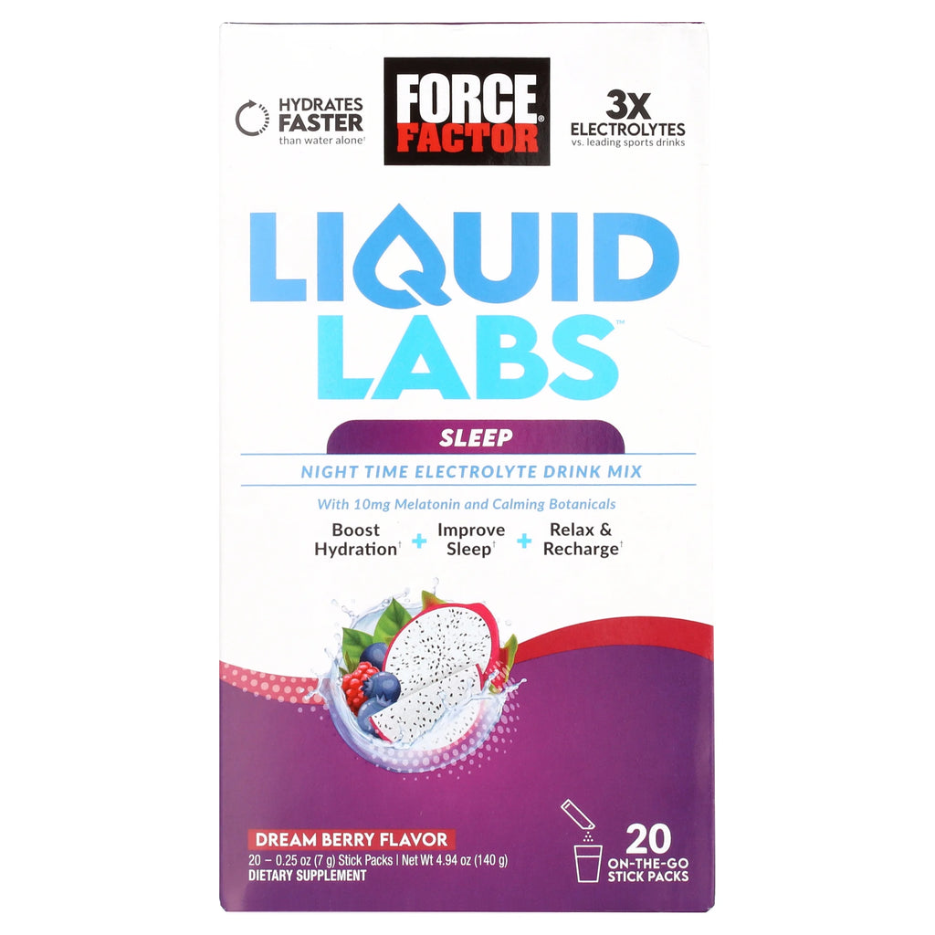 Liquid Labs Sleep, Electrolytes Powder & Sleep Aid with Melatonin 10Mg, 20 Stick Packs