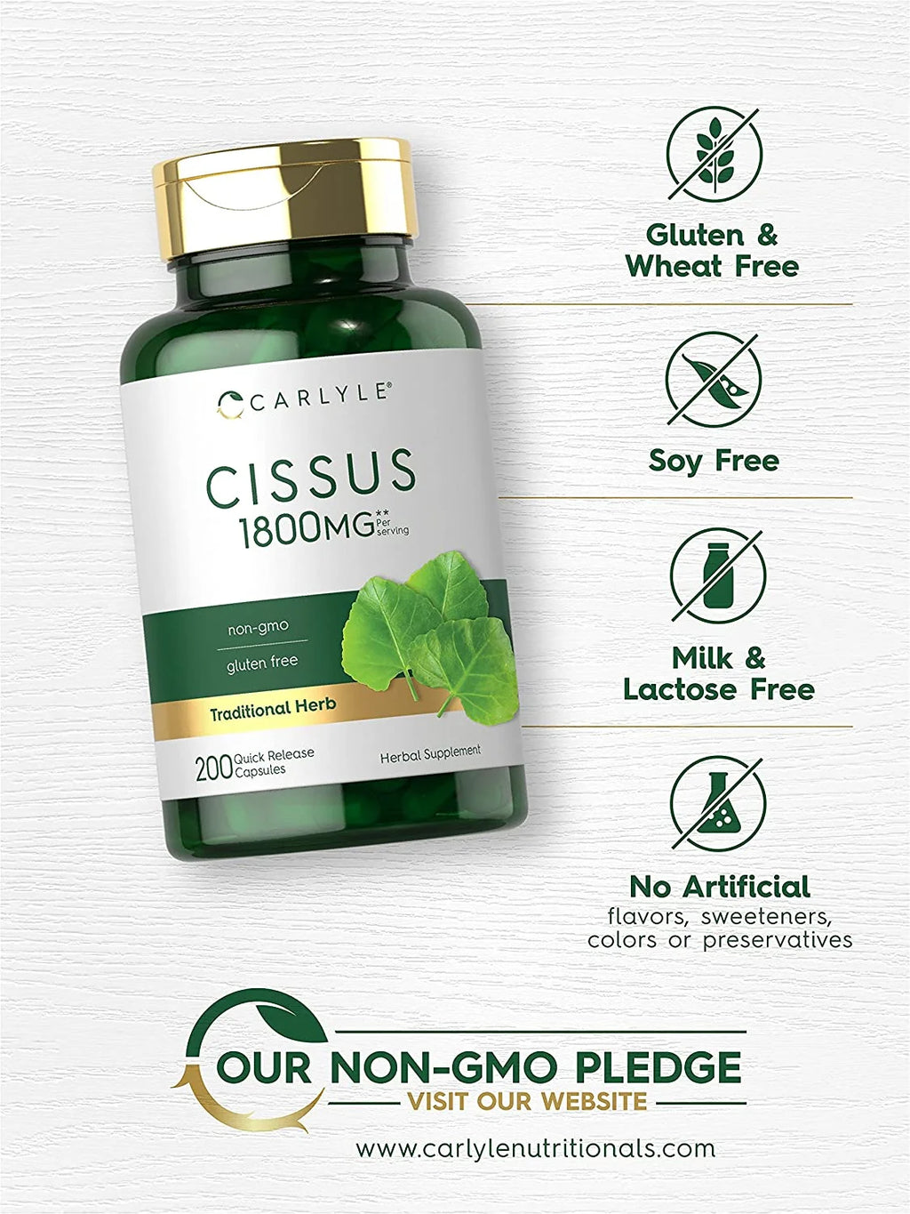 Cissus Quadrangularis Extract | 1800Mg | 200 Capsules for Men and Women | by