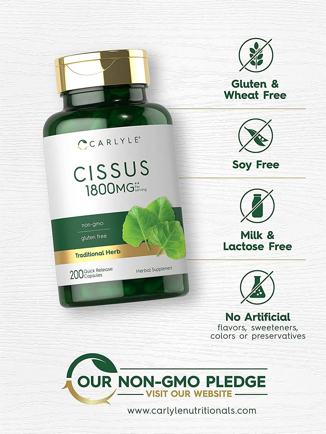 Cissus Quadrangularis Extract | 1800Mg | 200 Capsules for Men and Women | by
