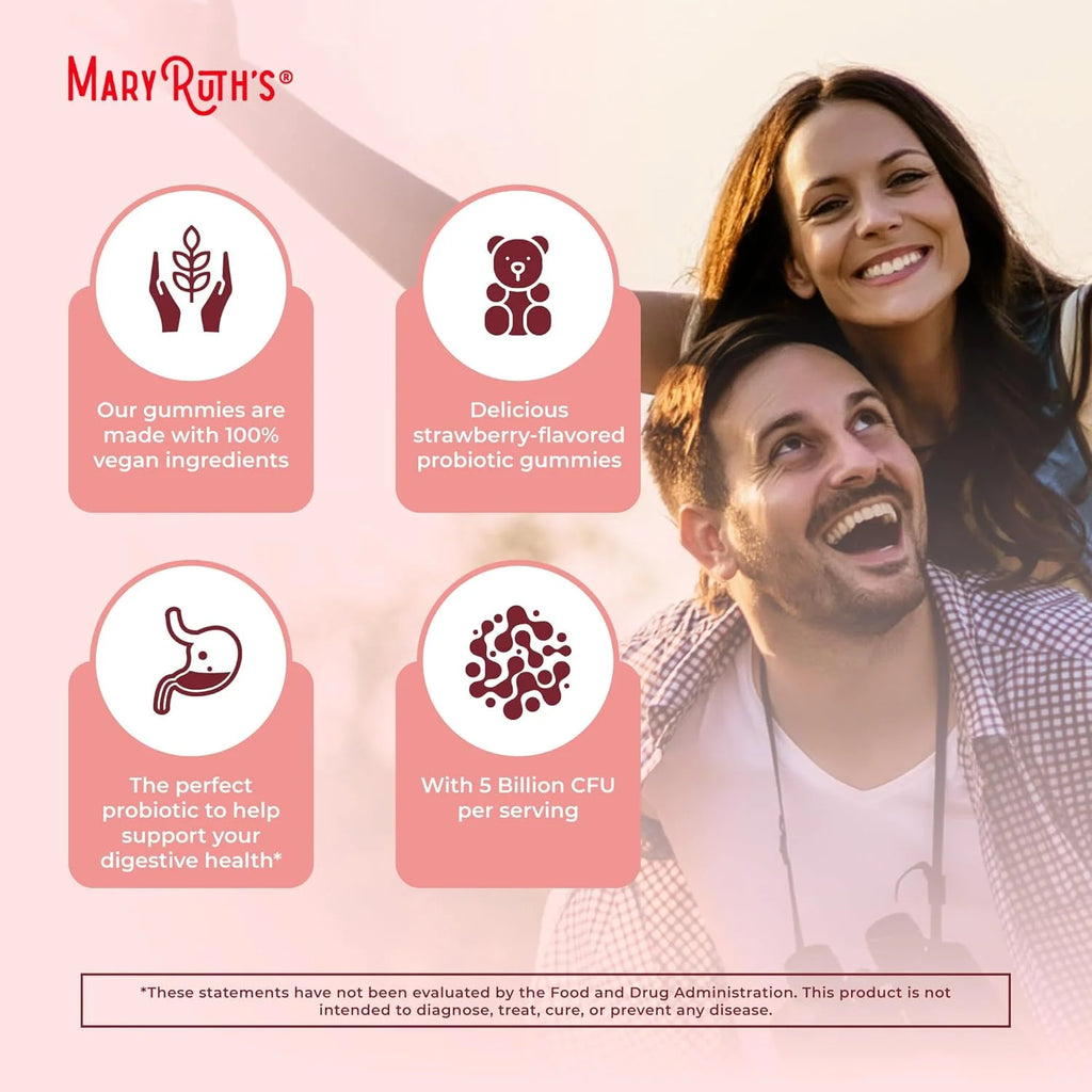 USDA Organic Probiotic Gummies for Digestive Health & Well-Being, 60 Count