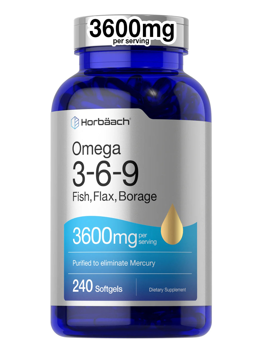 Triple Omega 3-6-9 240 Softgels | from Fish, Flaxseed, Borage Oils | Non-Gmo & Gluten Free | by