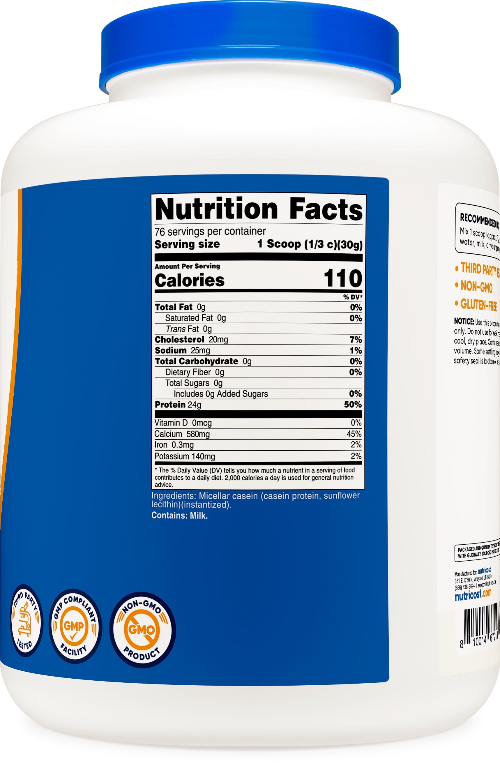 Casein Protein Powder 5Lb (Unflavored) - Micellar Casein