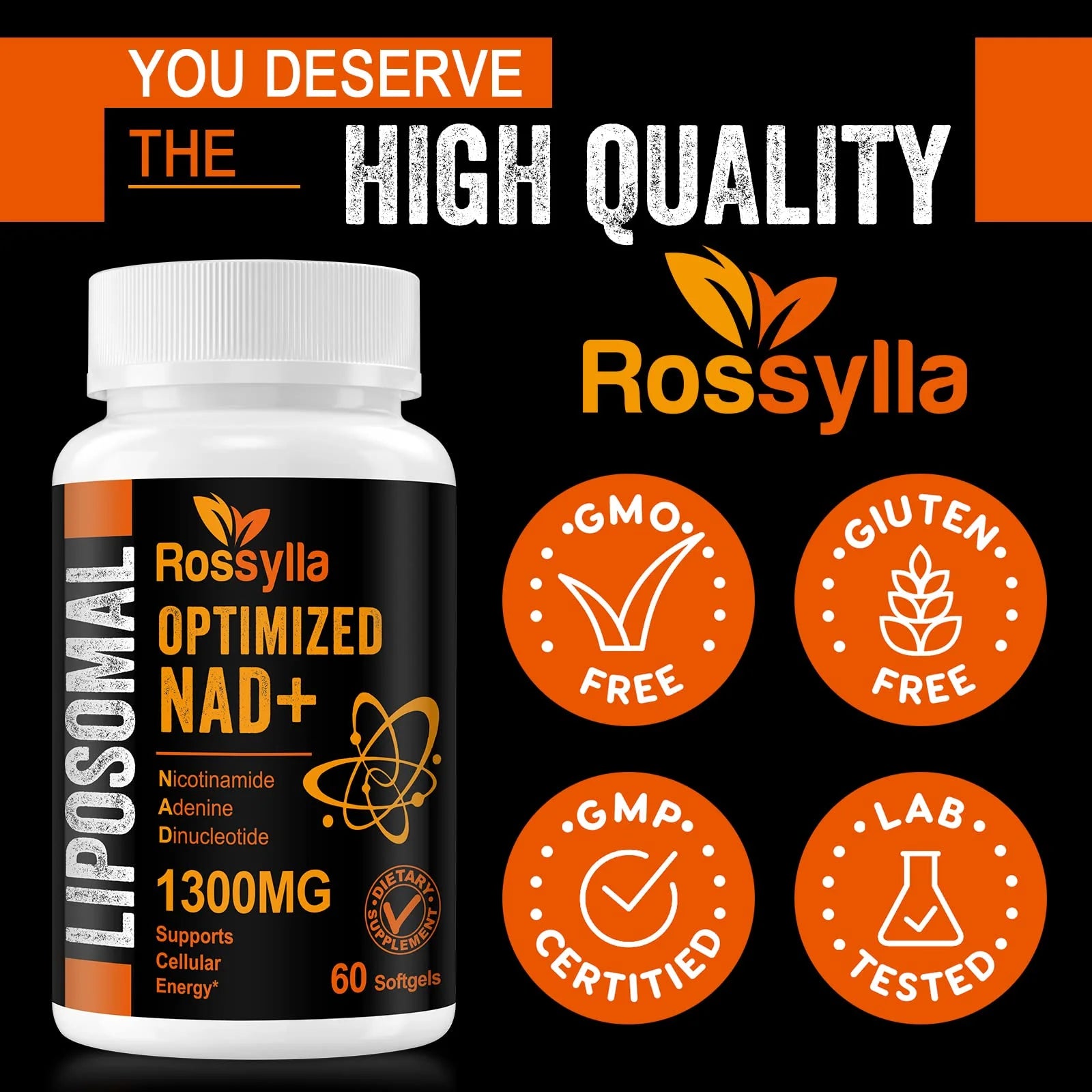 1300 MG Liposomal NAD+ Supplement | Highest Absorption | Purest NAD Supplemet to Boost NAD+ Effetively | Boosting NAD+ Supplement for Aging Defese, Cellular Energy, Longevity | 60 Count