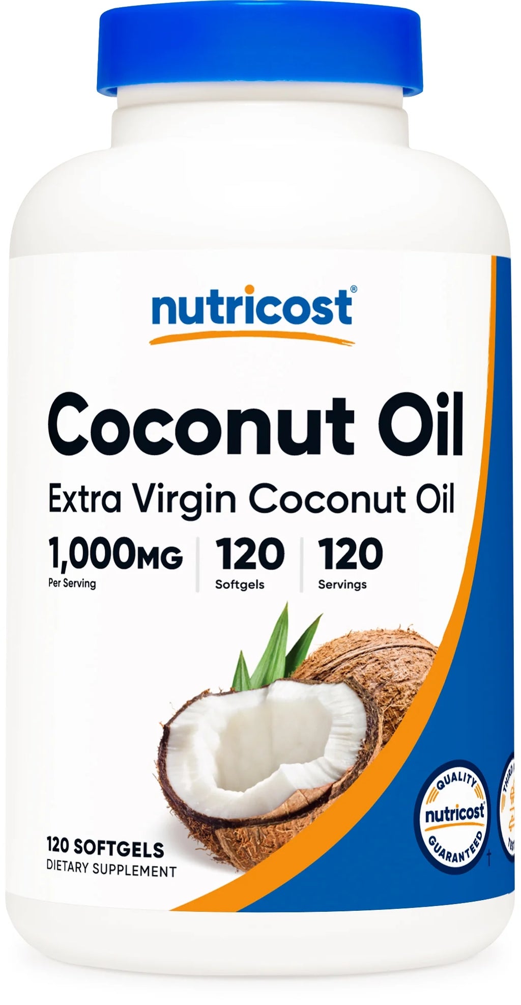 Coconut Oil Softgels 1000Mg, 120 Softgels, Gluten Free and Non-Gmo Supplement